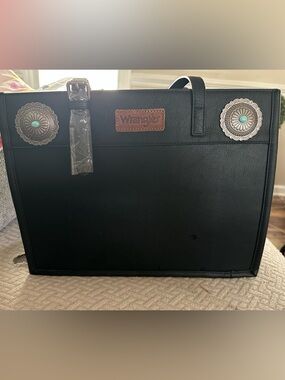 Wrangler Black Tote with Brown Logo Patch
